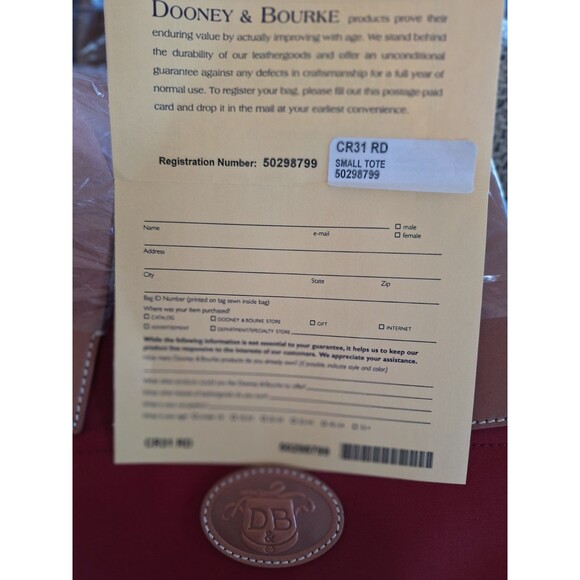 Dooney & Bourke Vintage Authentic Monogrammed Canvas Shoulder Bag RED NEW VTG - Picture 11 of 13